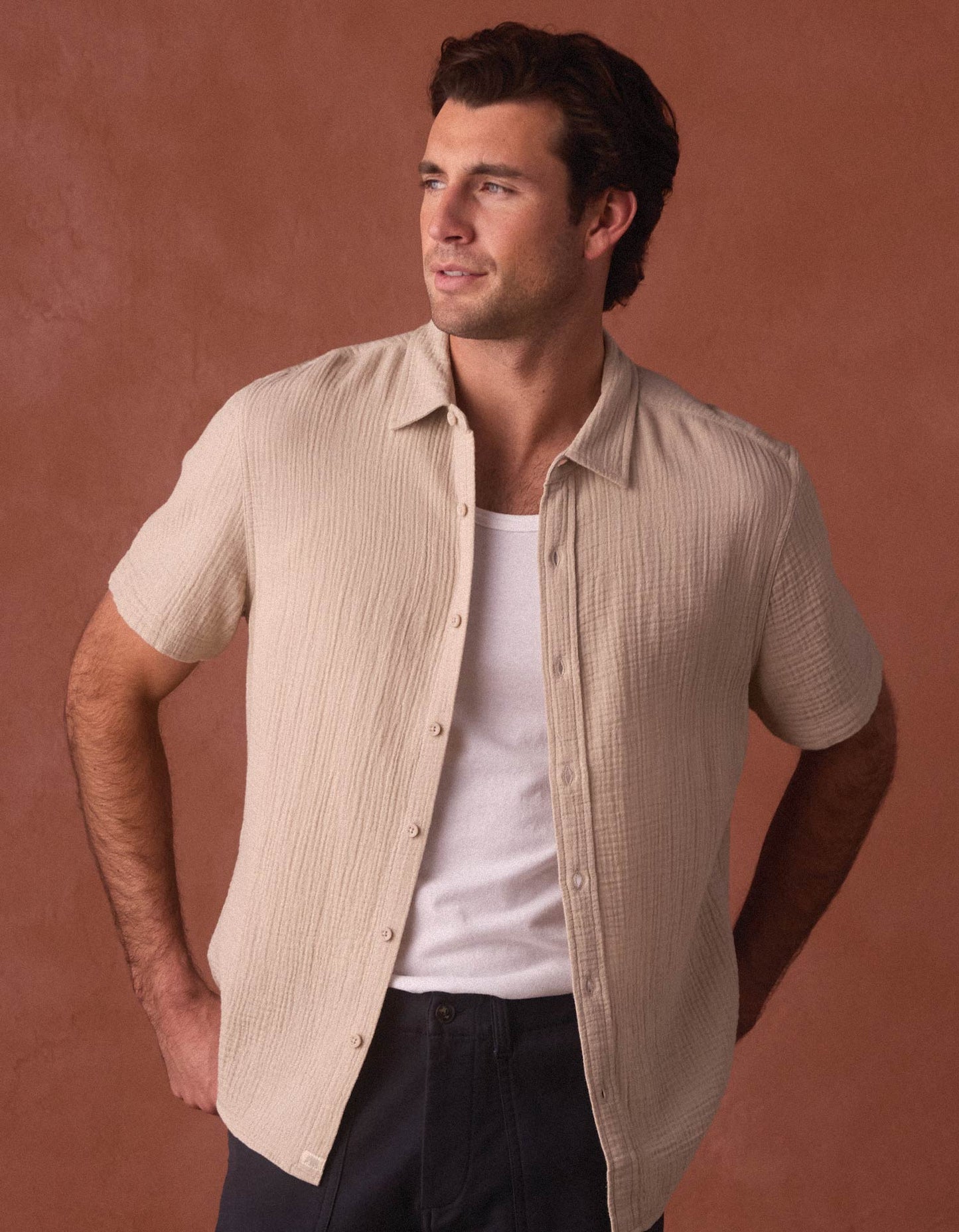 Kalo Short Sleeve Button Up in Pumice