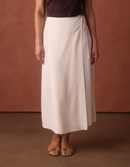 Sueded Costa Wrap Skirt in Ivory