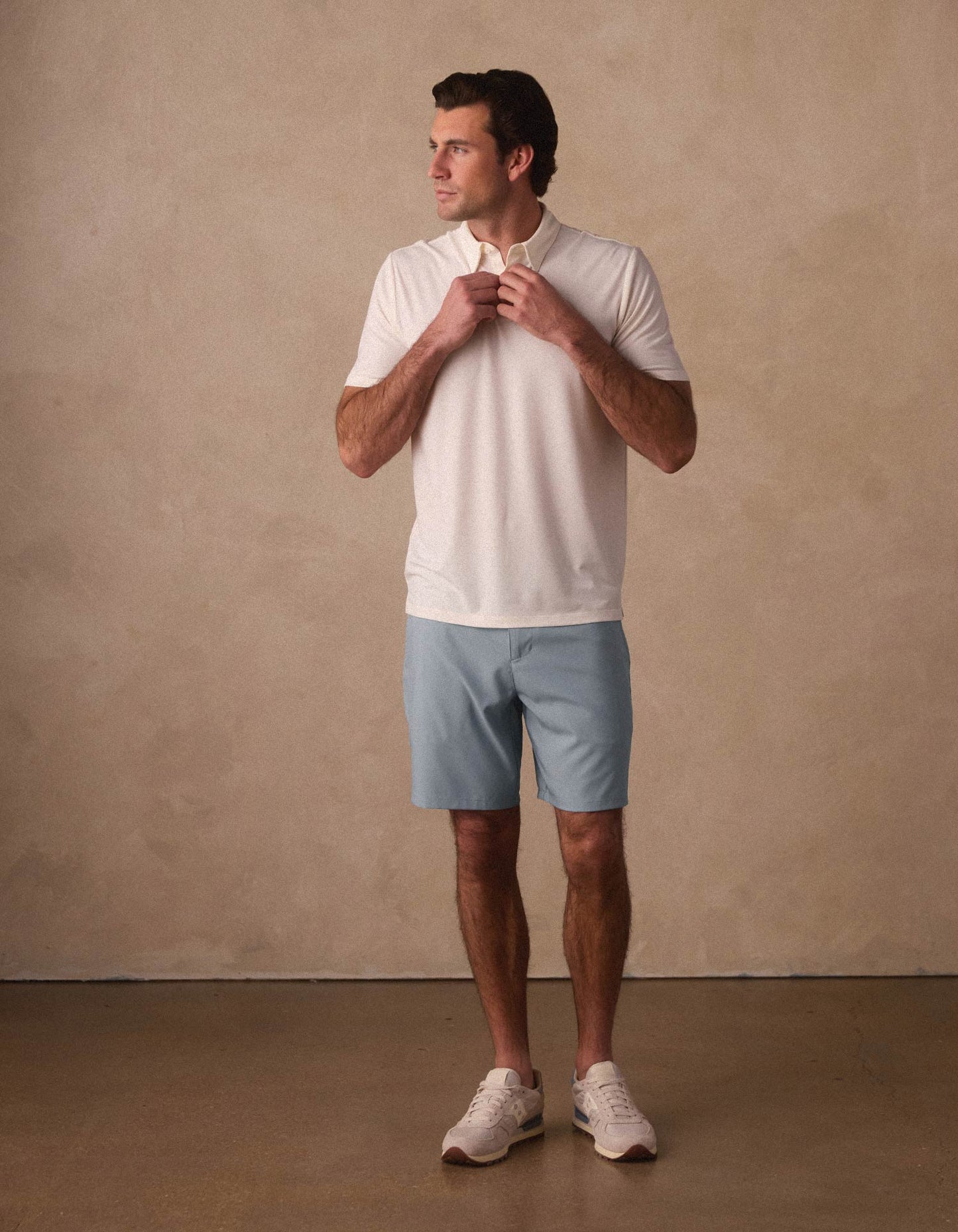 Everyday Hybrid Short in Blue Fog