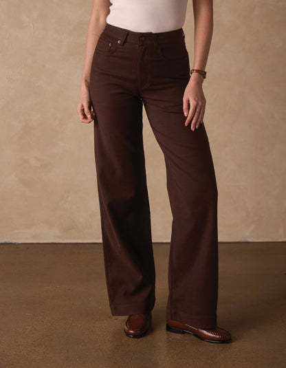 Comfort Terry Wide Leg Pant in Dark Brown
