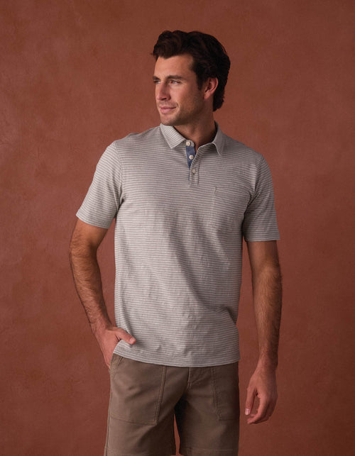 Vintage Slub Pocket Polo in Sea Glass Stripe