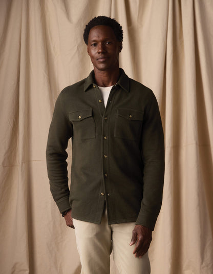 Looped Terry Button Up in Alpine