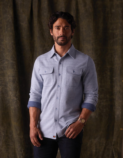 Textured Knit Shirt in Vintage Blue