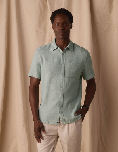 Freshwater Short Sleeve Button Up Shirt in Ocean Surf Spray