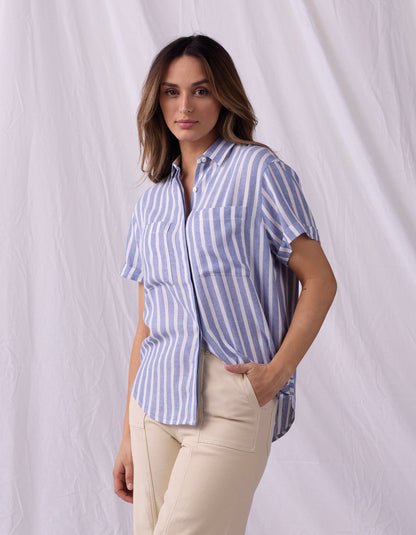 Women's Freshwater Button Up in Coastal Stripe