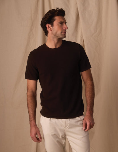 Driftknit Sweater Tee in Dark Brown