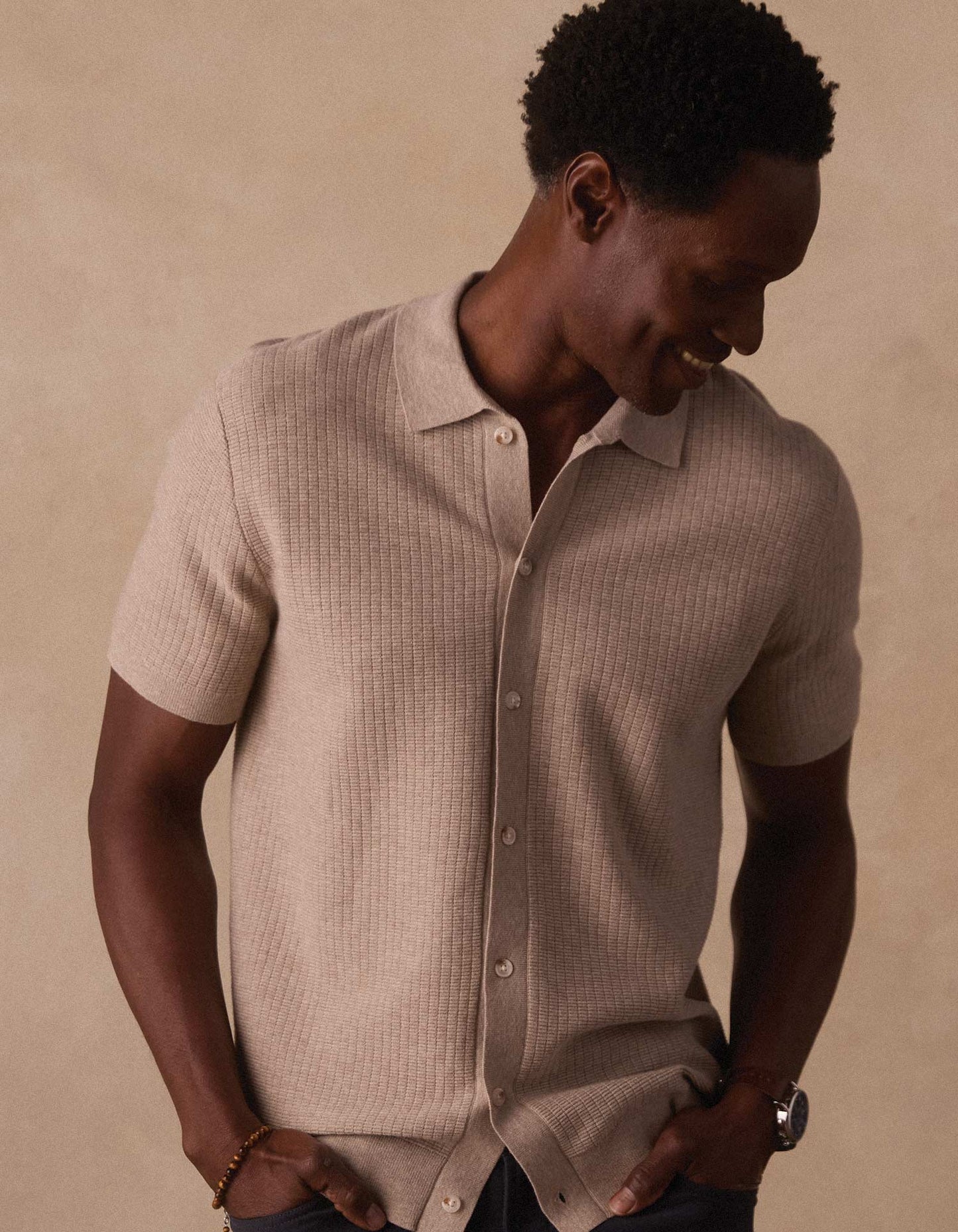 Breezeknit Button Up in Flax