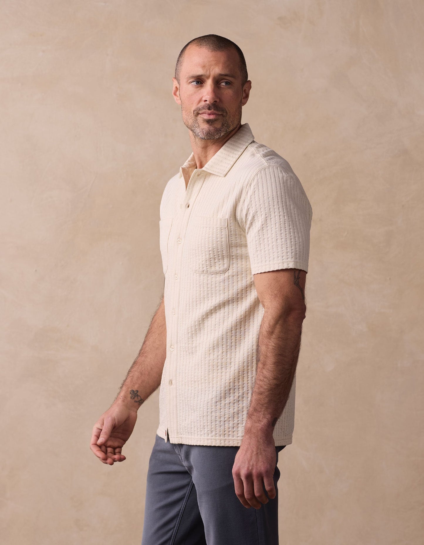 Knit Getaway Button Up in Stone