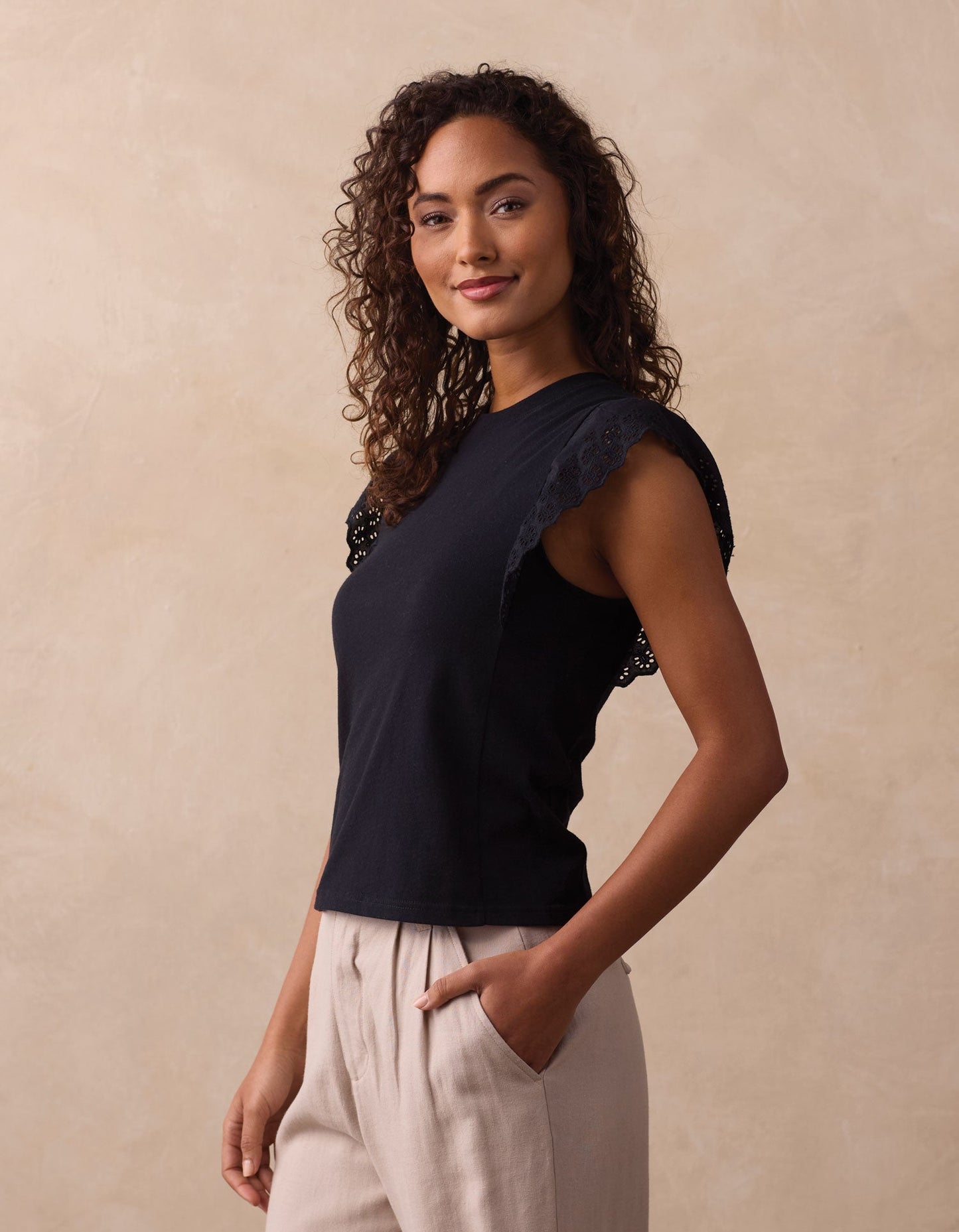 Marnie Eyelet Top in Black