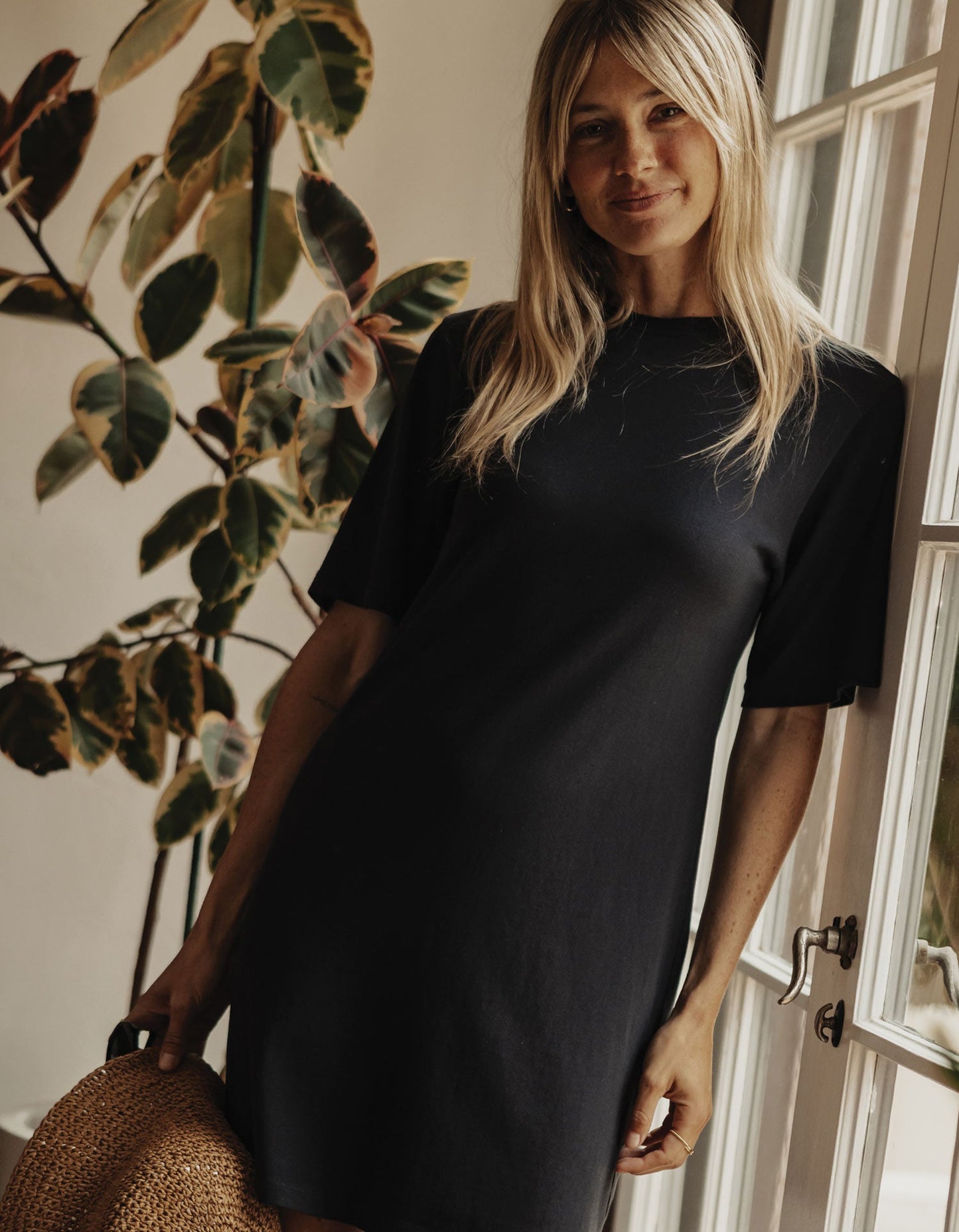 Normal Jersey T-Shirt Dress in Washed Black