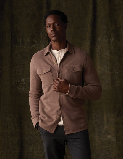 Looped Terry Button Up in Cedar
