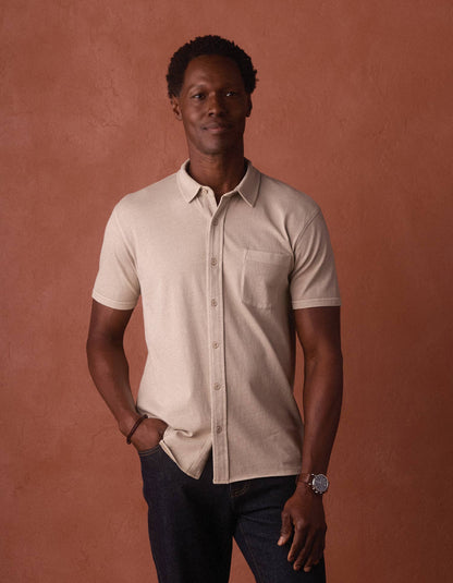 Normal Jersey Button Up in Pumice