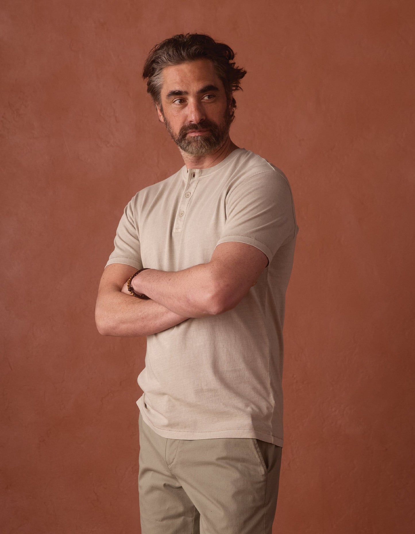 Normal Jersey Henley in Pumice