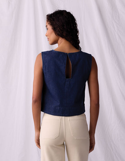 Lightweight Denim Mariner Top in Dark Indigo