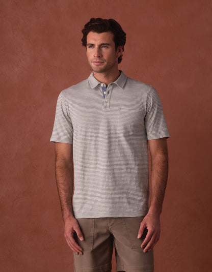 Vintage Slub Pocket Polo in Sea Glass Stripe