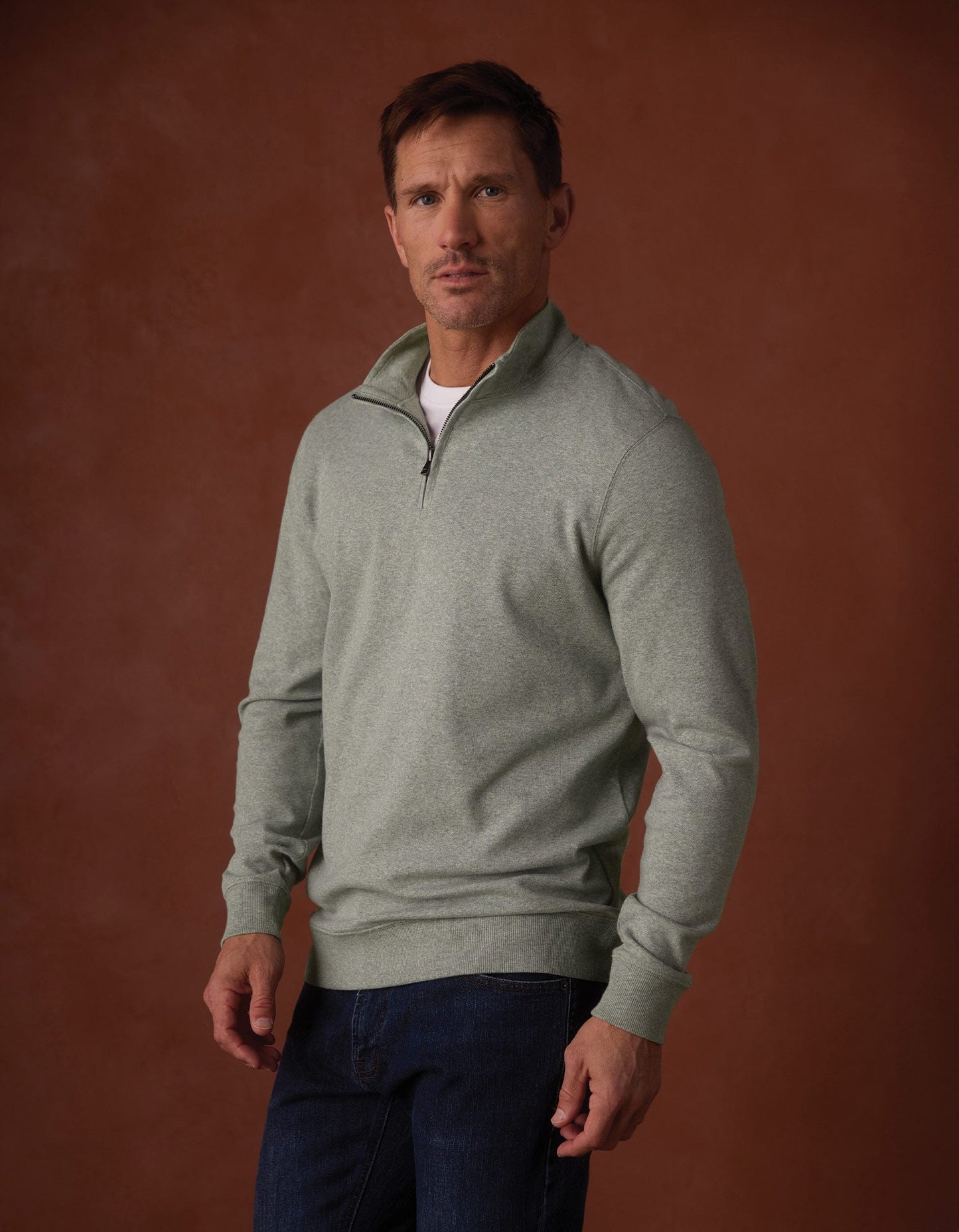 Puremeso Weekend Quarter Zip in Sea Glass