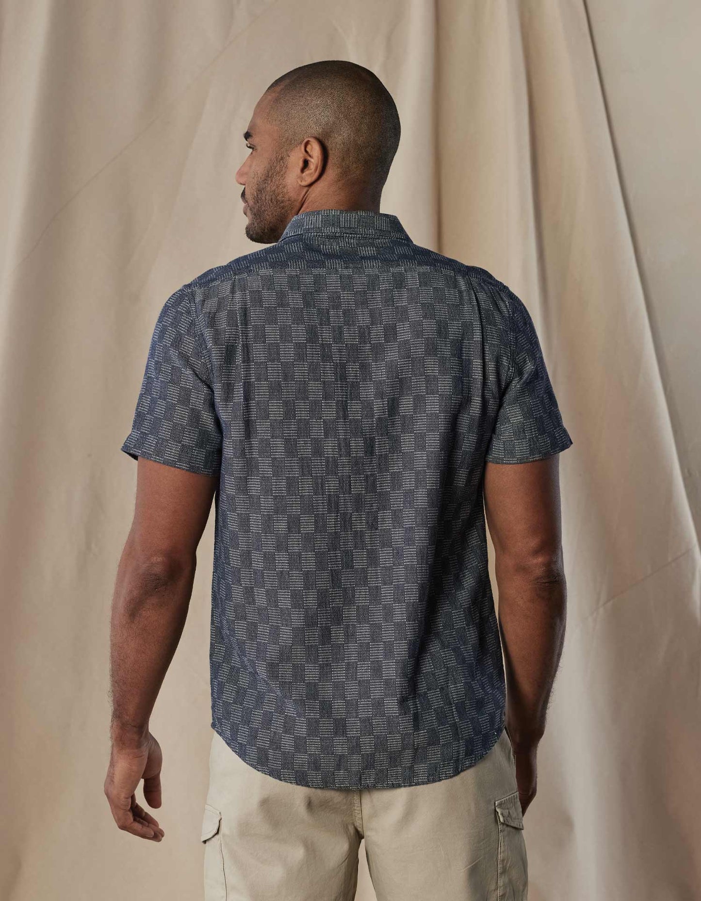 Freshwater Short Sleeve Button Up Shirt in Summer Navy Check