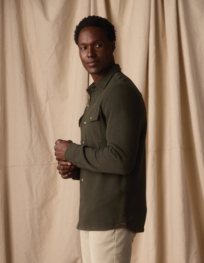 Looped Terry Button Up in Alpine