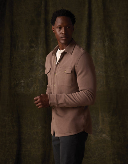 Looped Terry Button Up in Cedar