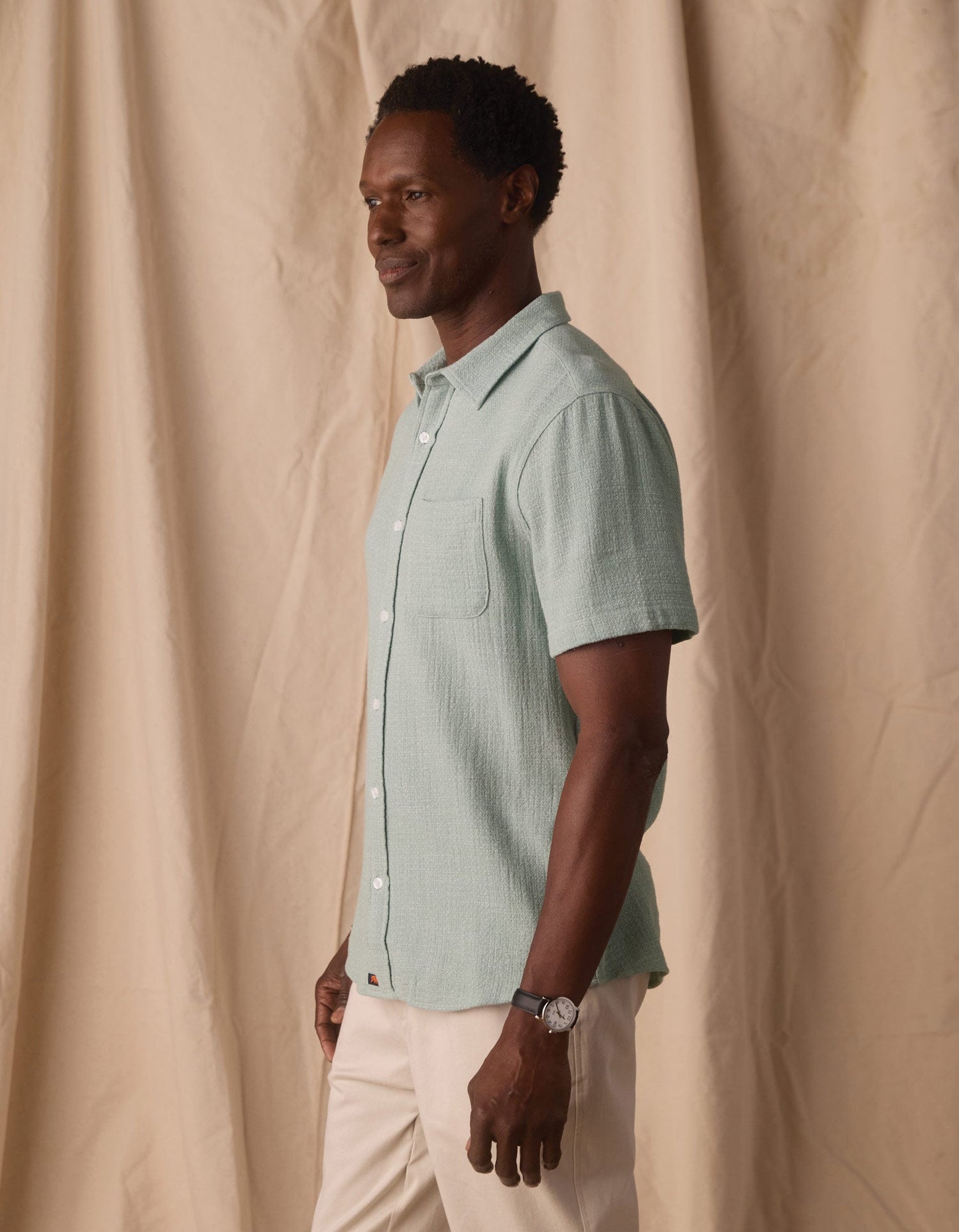Freshwater Short Sleeve Button Up Shirt in Ocean Surf Spray