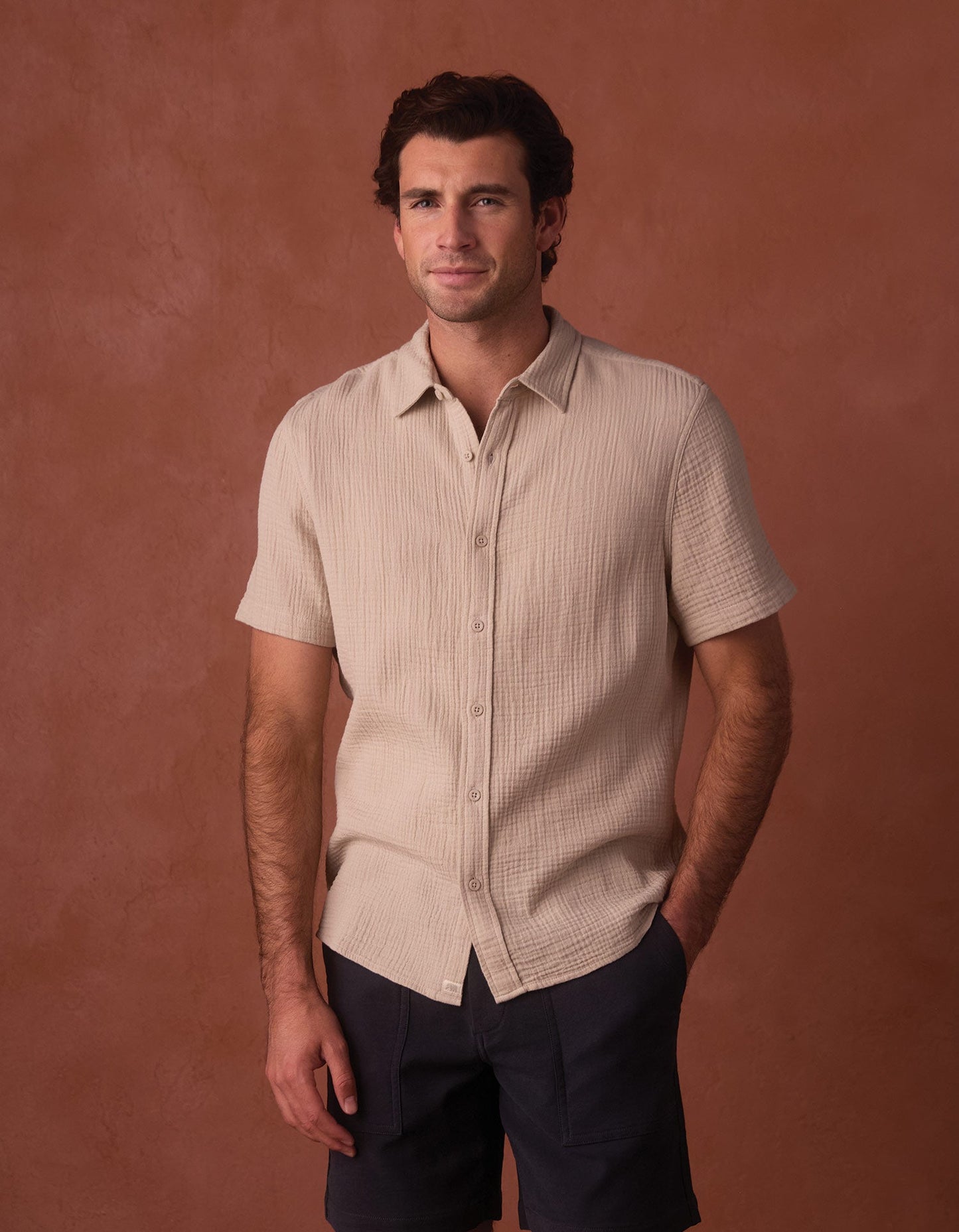 Kalo Short Sleeve Button Up in Pumice