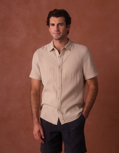 Kalo Short Sleeve Button Up in Pumice