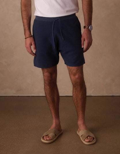 Robles Birdseye Knit Short in Denim/Dark Navy