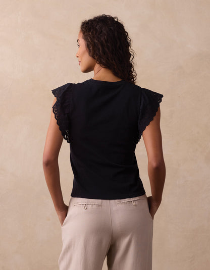 Marnie Eyelet Top in Black