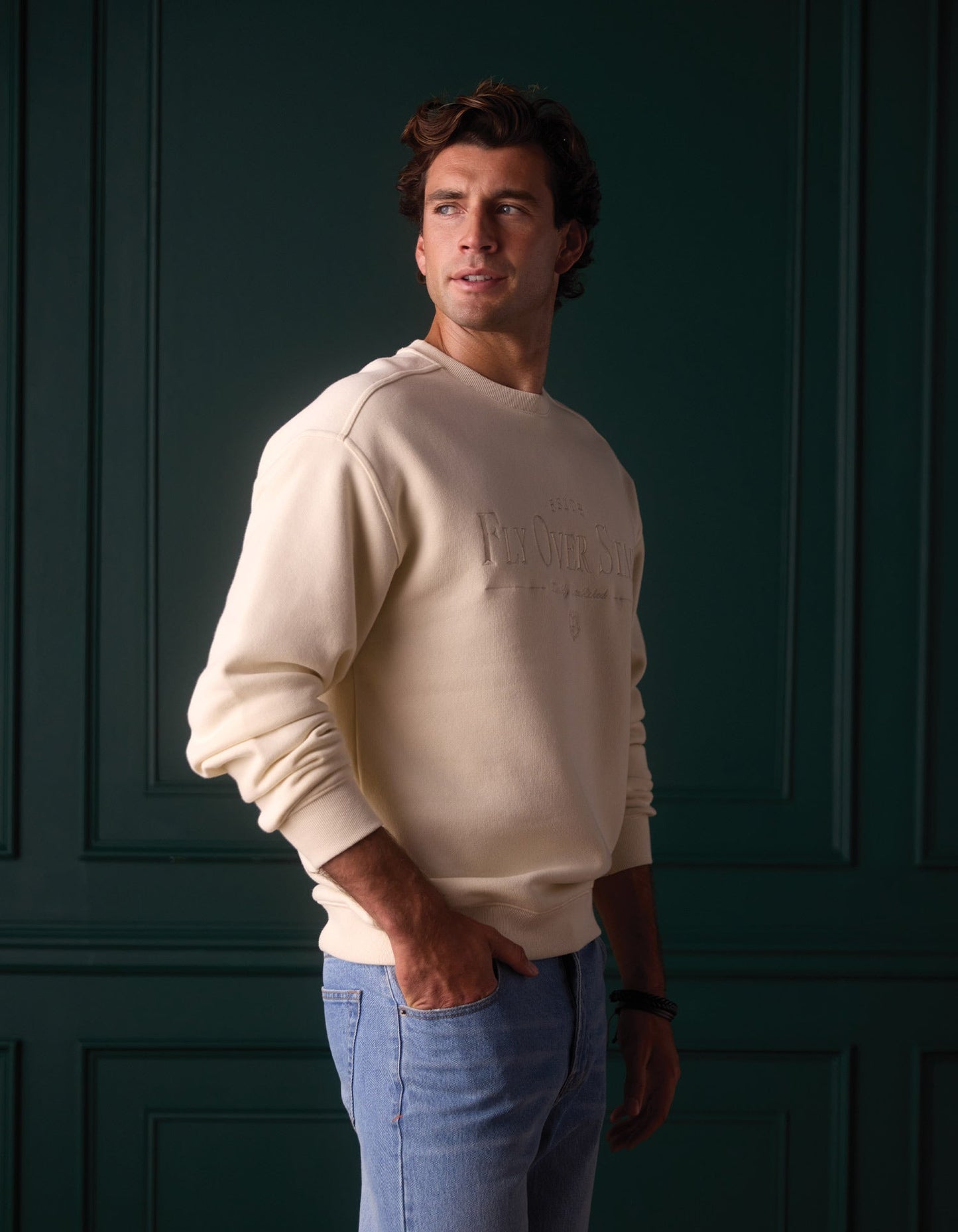 Normal Fleece Graphic Pullover in Shale Blue