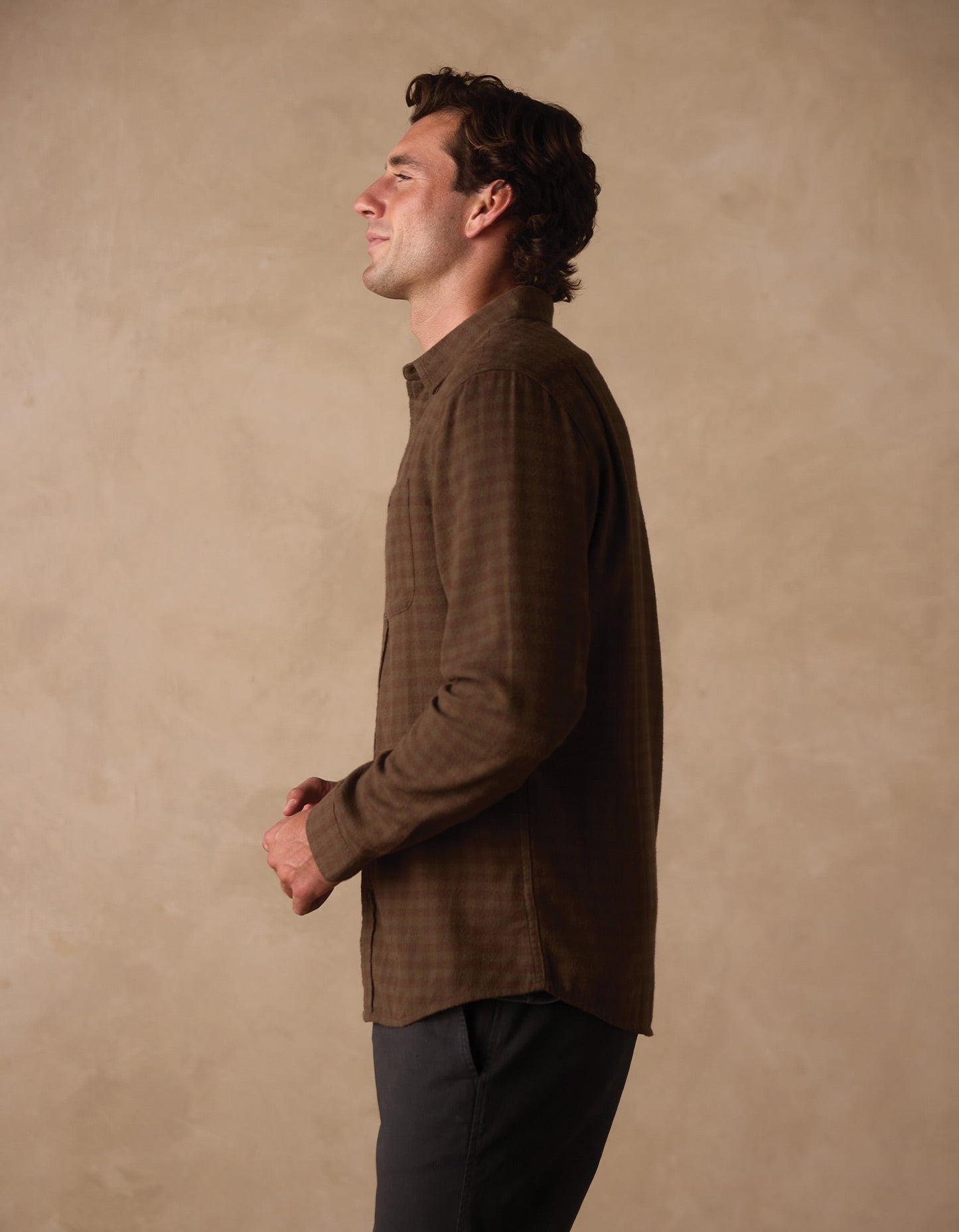 Hudson Double Brushed Flannel in Olive Plaid