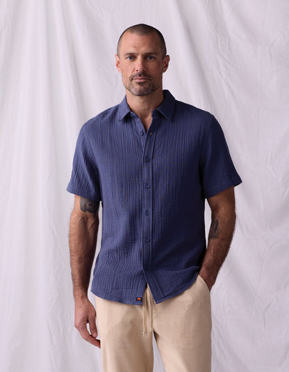 Kalo Short Sleeve Button Up in Vintage Blue
