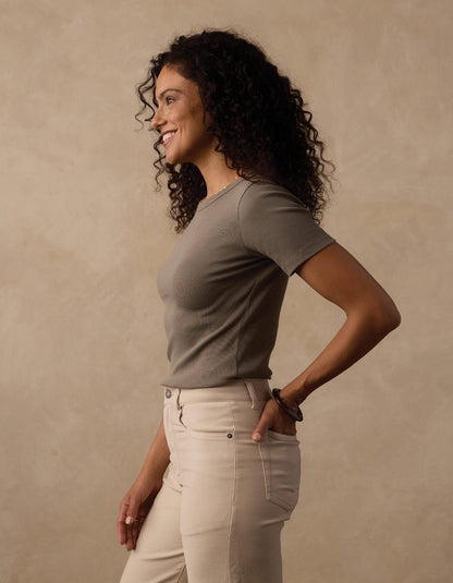 Normal Rib Tee in Moss