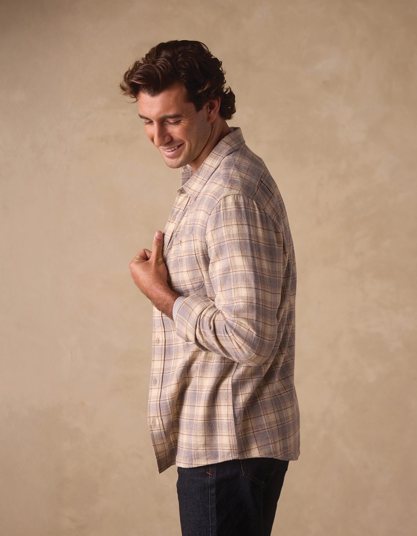 Hudson Double Brushed Flannel in Cream Plaid