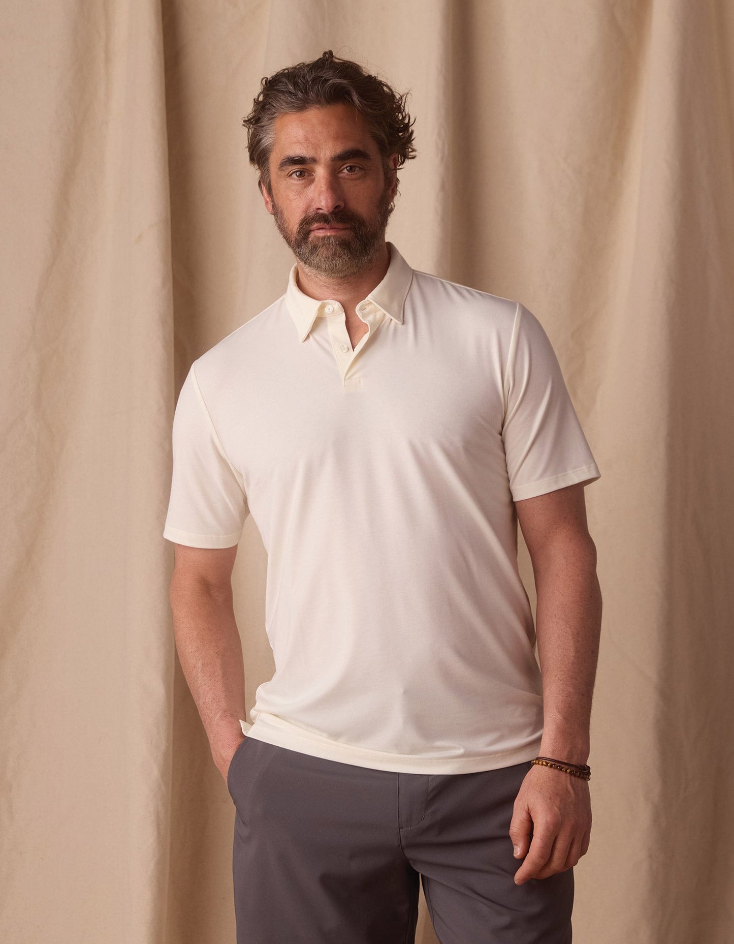 LuxeJersey Polo in Ivory