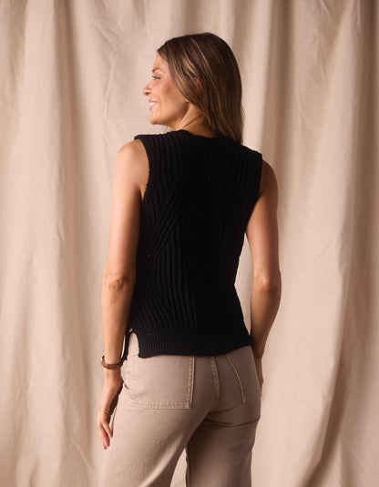 Adelaide Knit Hi-Neck Tank in Black