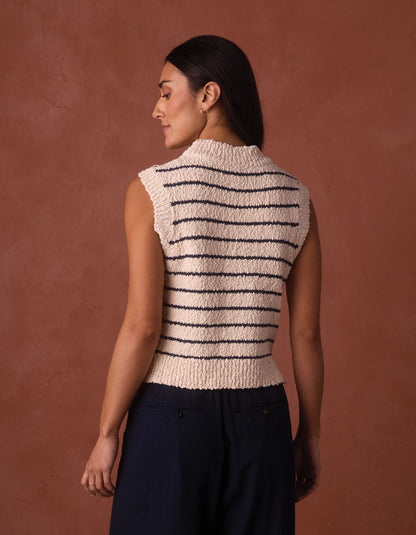 Louise Knit Tank in Cream/Navy Stripe