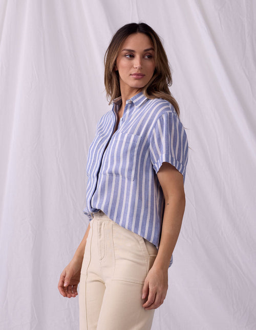 Women's Freshwater Button Up in Coastal Stripe
