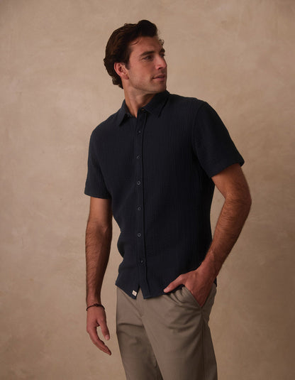 Kalo Short Sleeve Button Up in Navy