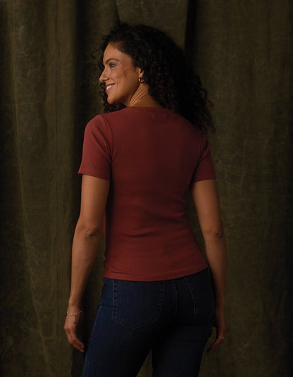 Normal Rib Tee in Cocoa