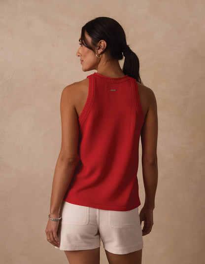 Wanderlust Hi-Neck Tank in Poppy Red