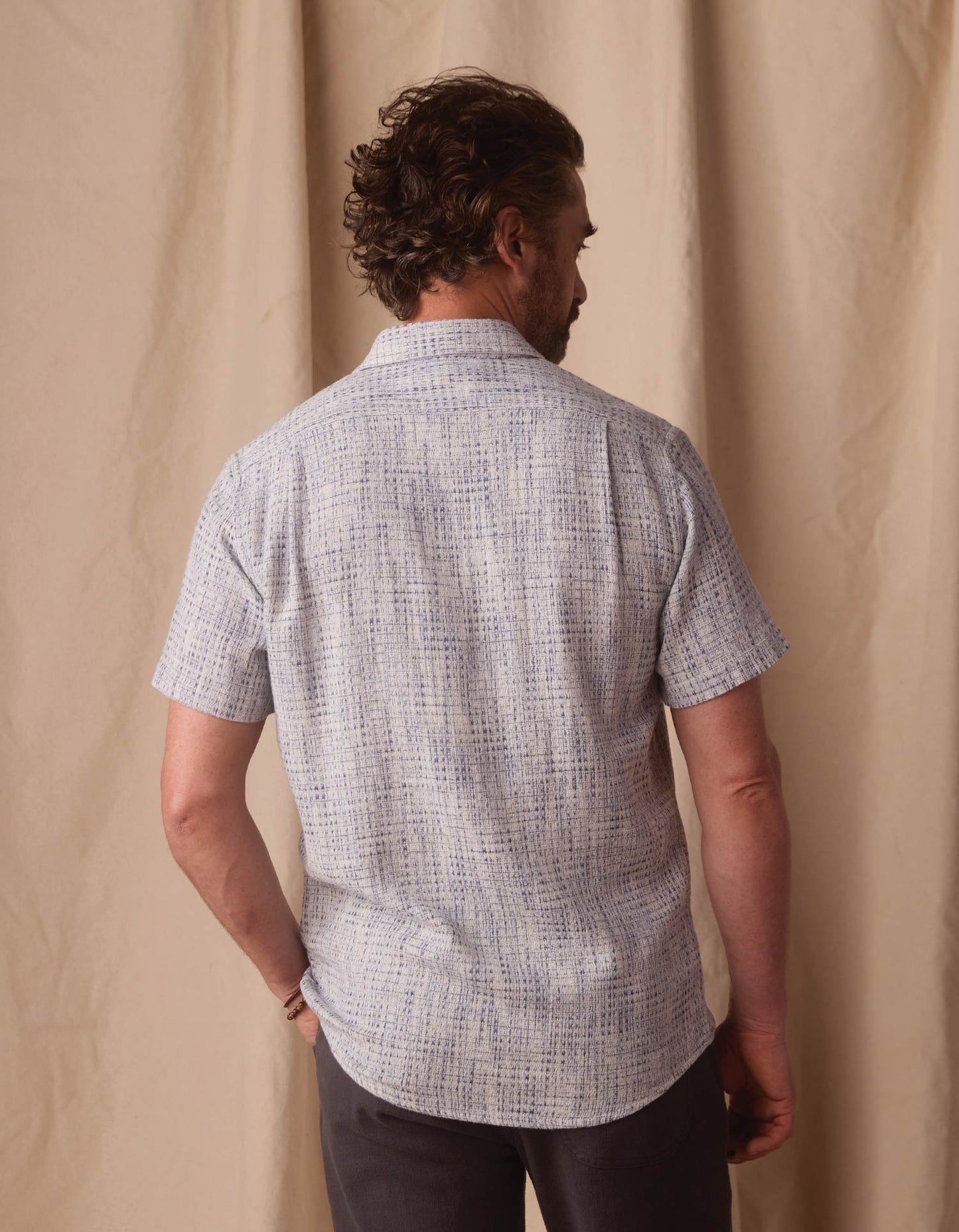 Freshwater Short Sleeve Button Up Shirt in Blue Multi