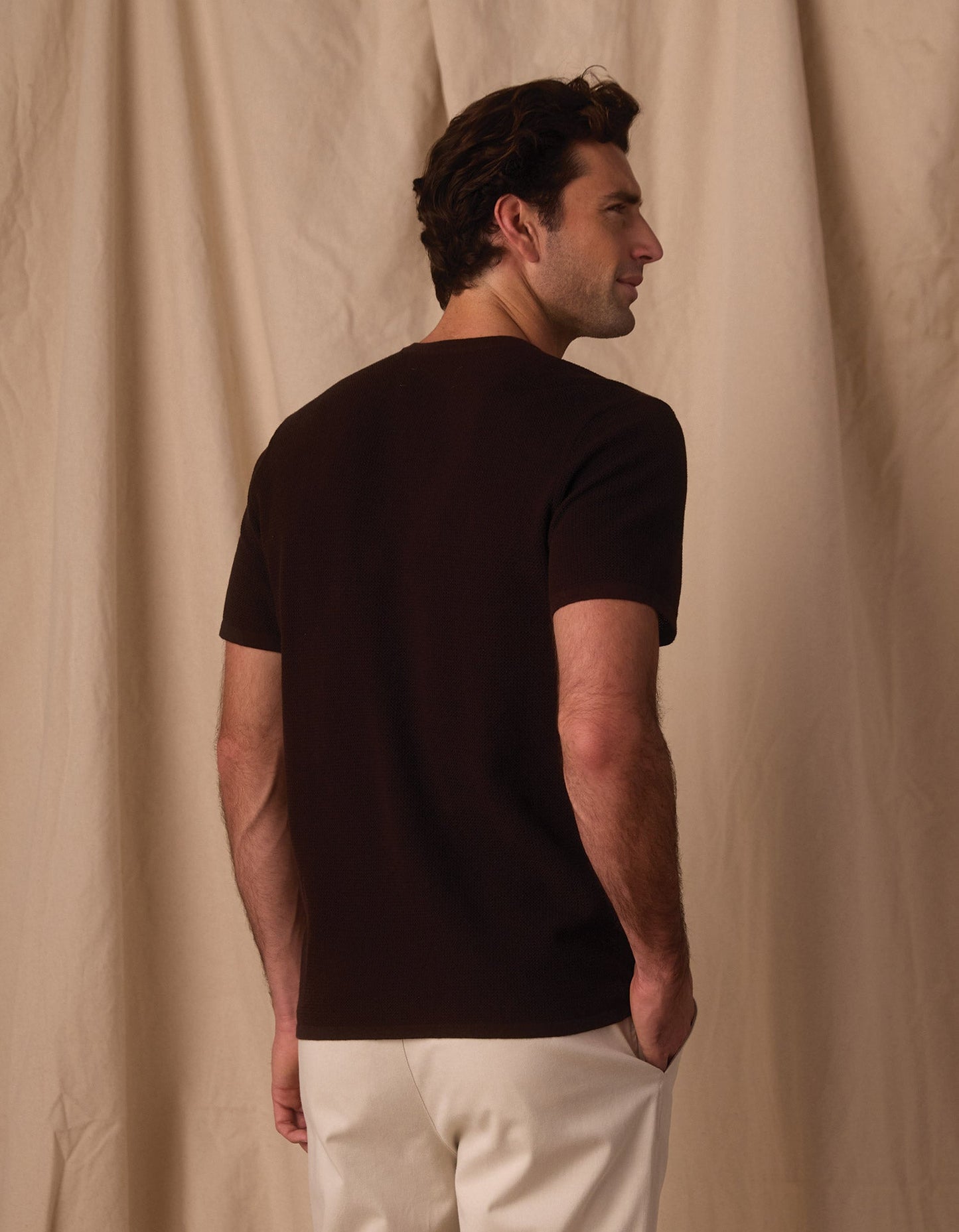 Driftknit Sweater Tee in Dark Brown