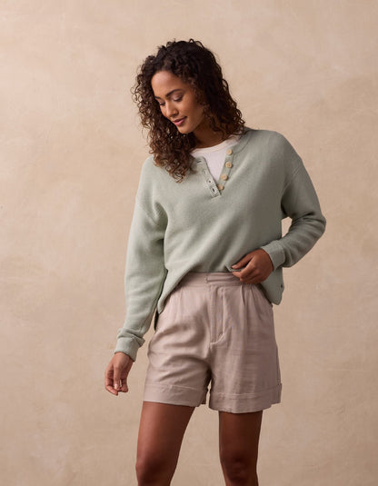 Leukos Linen-Blend Tailored Short in Sandstone