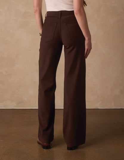Comfort Terry Wide Leg Pant in Dark Brown