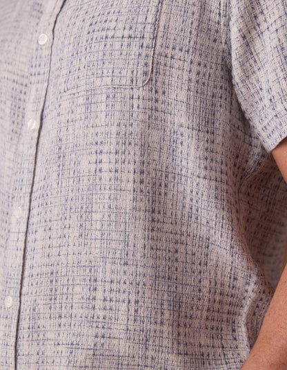 Freshwater Short Sleeve Button Up Shirt in Blue Multi