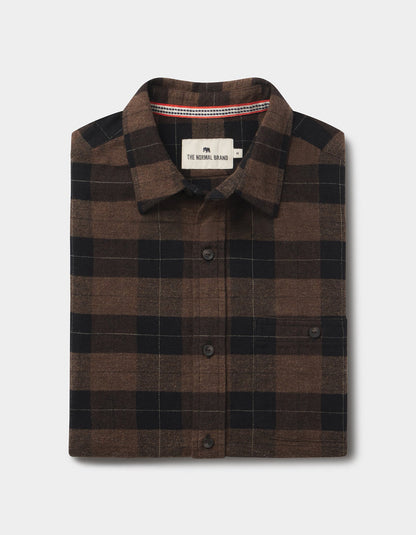 Hudson Double Brushed Flannel in Dark Brown Plaid