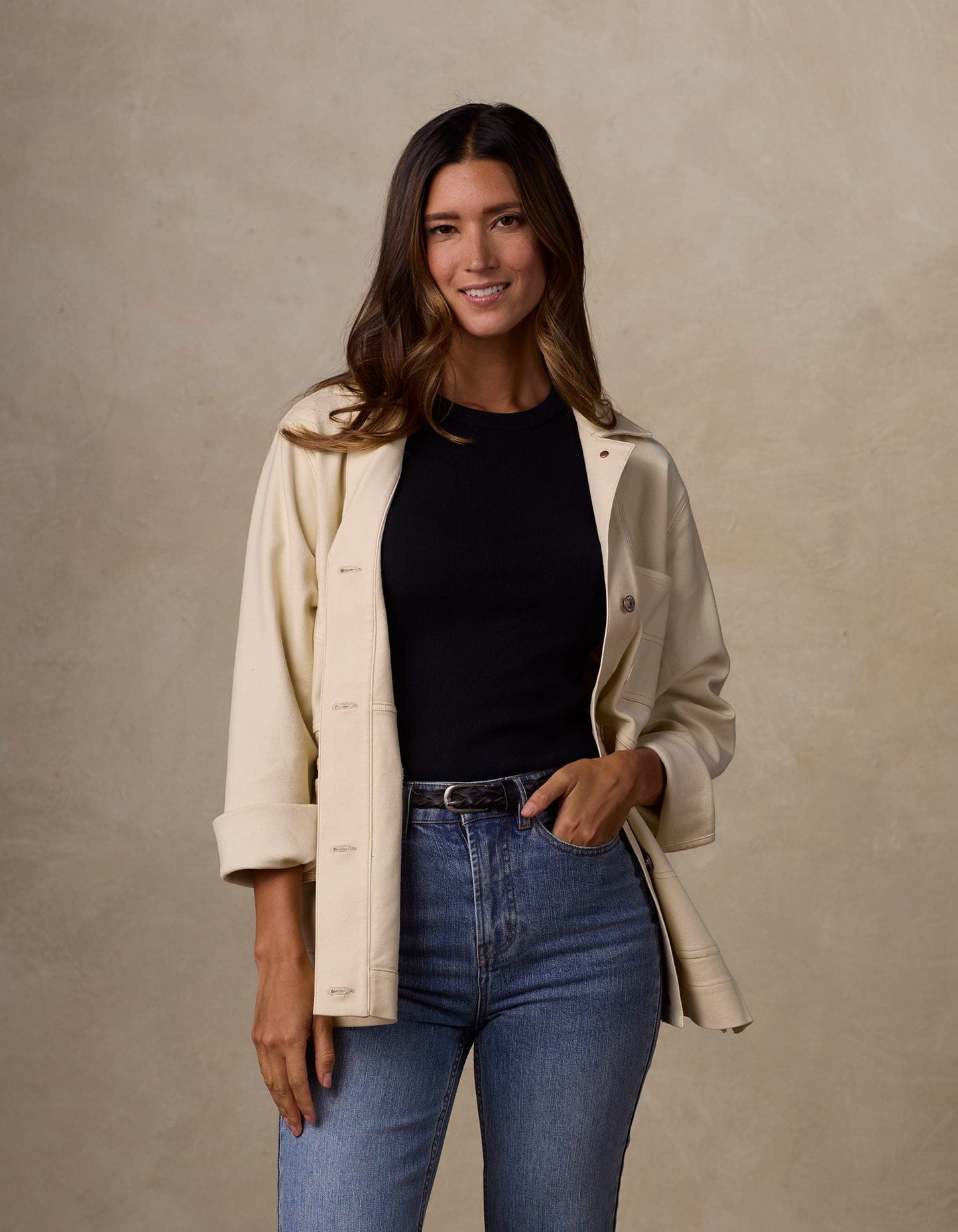 Women's Comfort Terry Chore Coat in Cream