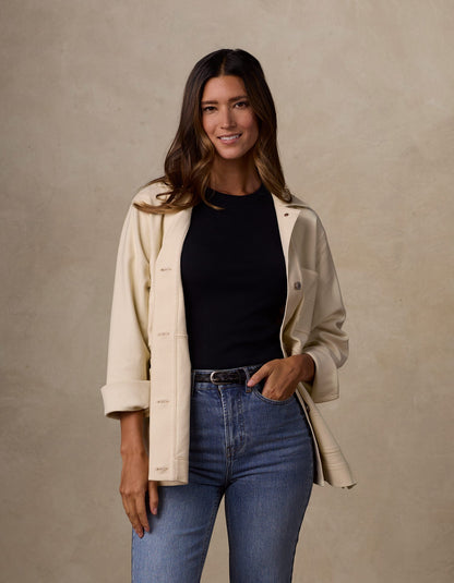 Women's Comfort Terry Chore Coat in Cream