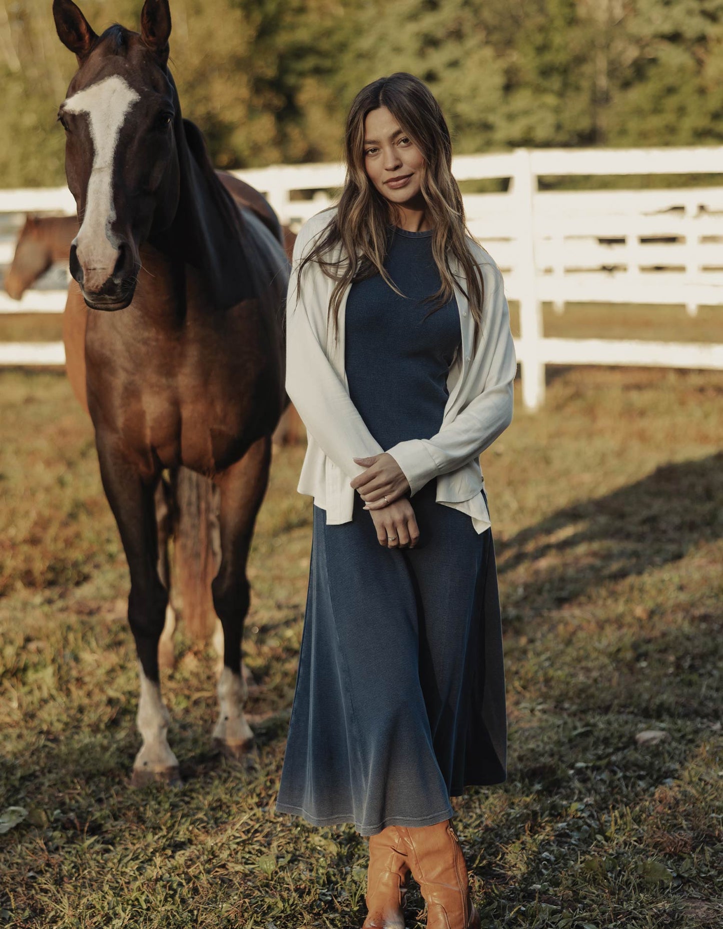 Vintage Thermal Midi Dress in Dark Indigo