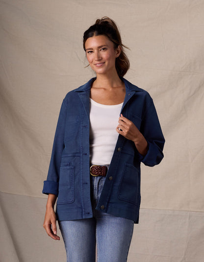 Women's Comfort Terry Chore Coat in Dark Indigo